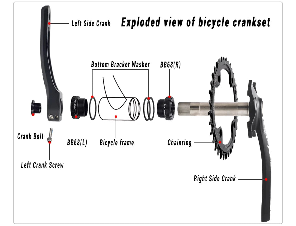 GOLDIX 104BCD MTB Crankset 32T/34T/36T/38T Narrow Wide