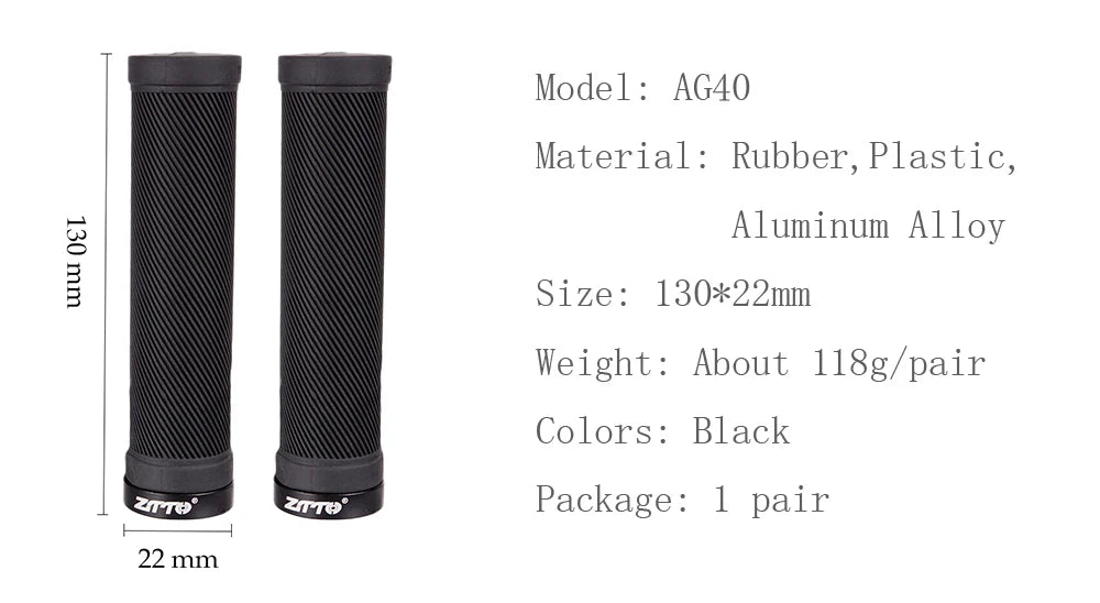 ZTTO 1Pair AG40 MTB Grips For Mountain Bike Fixed Gear Lock-on grip Anti-Slip Handlebar Shock-Proof Rubber Bicycle Grips Parts