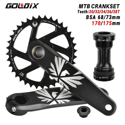 GOLDIX MTB Crankset – 1x | 30/32/34/36/38T | BSA 68/73mm | 170/175mm | GXP incl. Bottom Bracket