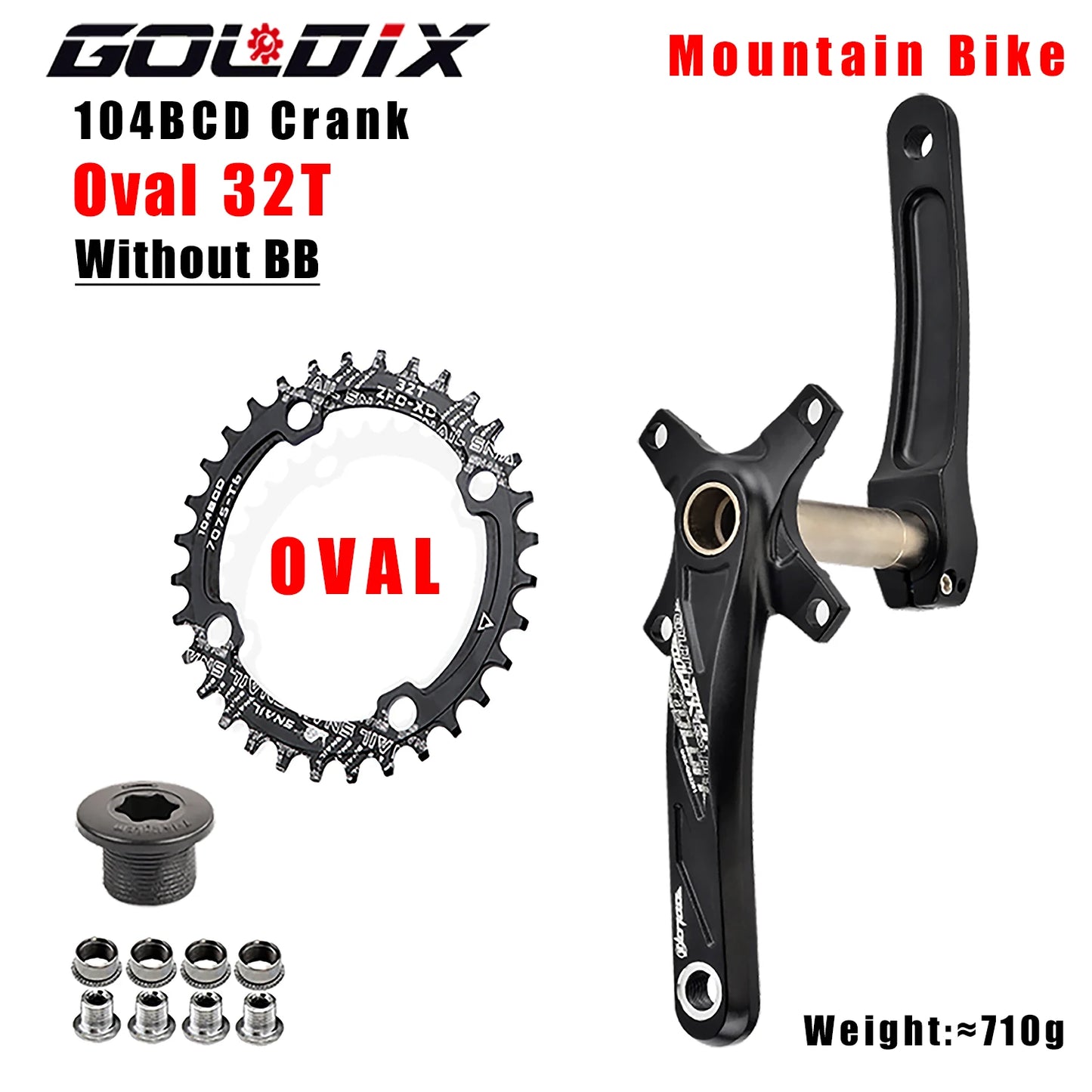 GOLDIX 104BCD MTB Crankset 32T/34T/36T/38T Narrow Wide