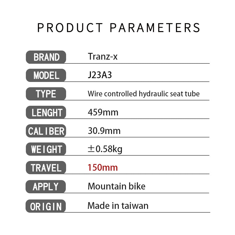 Tranz-X Dropper Seatpost – 30.9mm | 150mm Travel