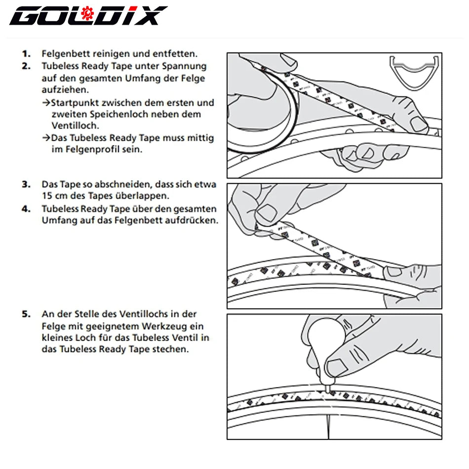 GOLDIX 50m Mountain Road Bicycle Tubeless Rim Tape For Mountain Bike Road Ring Vacuum Tire Mat Bicycle Wheel Carbon Wheelset