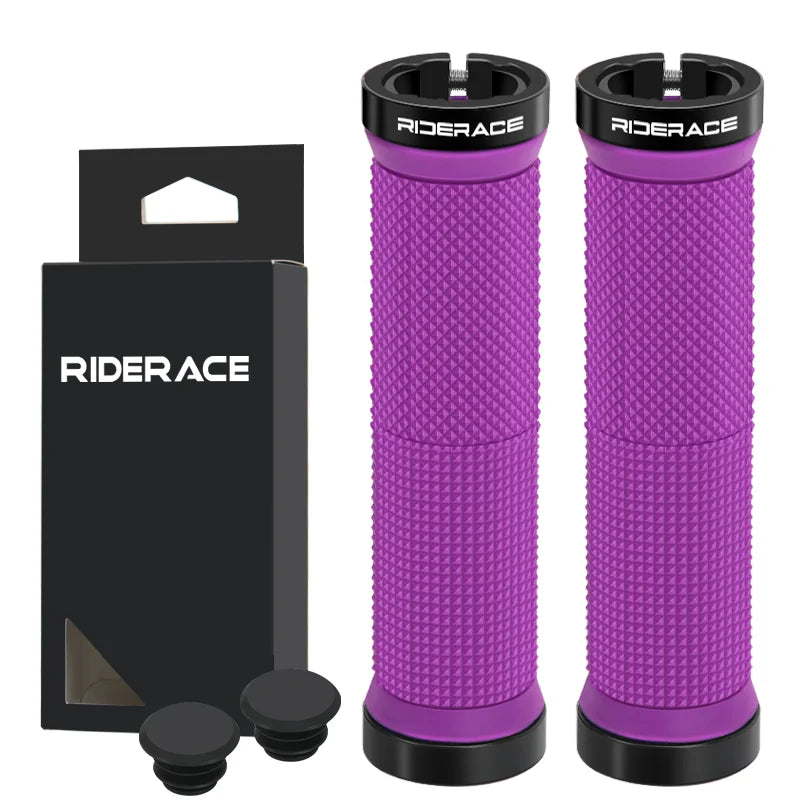 RIDERACE Bicycle Handlebar Grips Lock on MTB Mountain Bike Handle Bar Cover Shockproof Non-Slip Ergonomic Cycling Grips Rubber