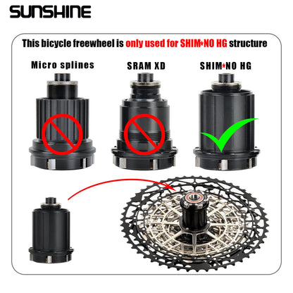 SUNSHINE Ultralight Bicycle Cassette Freewheel Carbon Steel Material 9/10/11/12/13 Speed HG Structure Sprocket for Mountain Bike