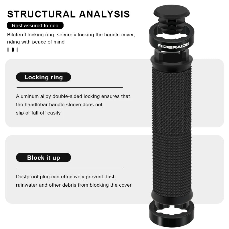 RIDERACE Bicycle Handlebar Grips Lock on MTB Mountain Bike Handle Bar Cover Shockproof Non-Slip Ergonomic Cycling Grips Rubber