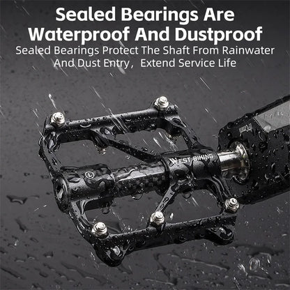 WEST BIKING Carbon Fiber Pedal Road Bicycle Pedal 3 Bearing Titanium Alloy Axle Pedal MTB Bicycle Pedal Bicycle Accessories