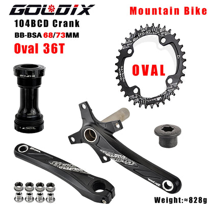 GOLDIX MTB Kurbelgarnitur 104BCD – 10/11/12-fach | BSA BB68 inkl. | 170/175mm | 668g | Aluminum