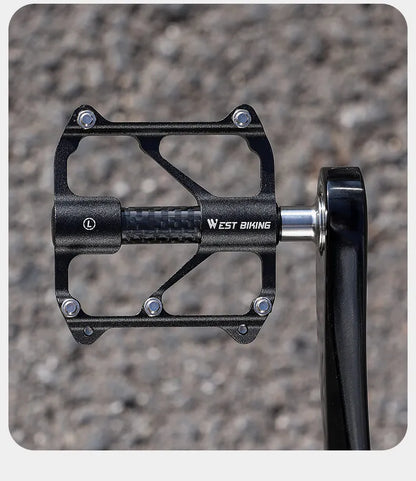 WEST BIKING Carbon Fiber Pedal Road Bicycle Pedal 3 Bearing Titanium Alloy Axle Pedal MTB Bicycle Pedal Bicycle Accessories