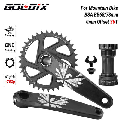 GOLDIX MTB Crankset – 1x | 30/32/34/36/38T | BSA 68/73mm | 170/175mm | GXP incl. Bottom Bracket