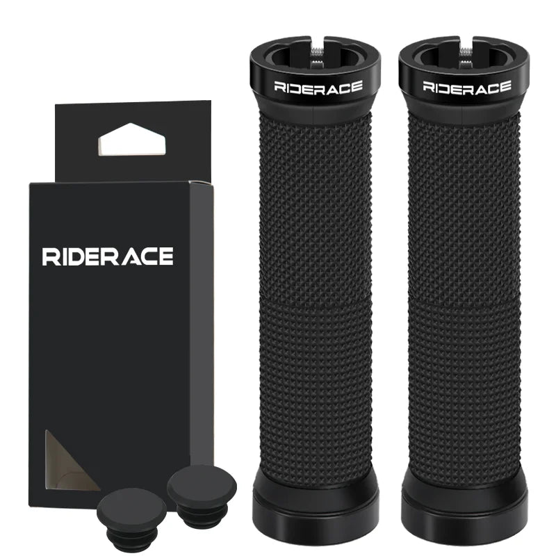 RIDERACE Bicycle Handlebar Grips Lock on MTB Mountain Bike Handle Bar Cover Shockproof Non-Slip Ergonomic Cycling Grips Rubber