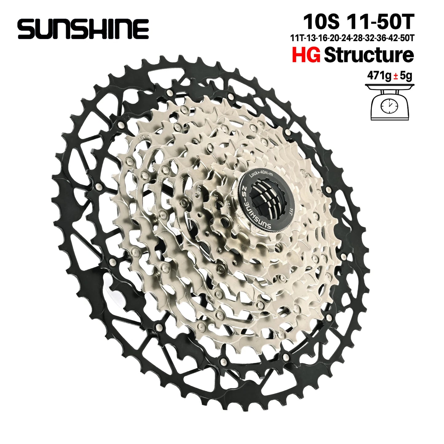 SUNSHINE Ultralight Bicycle Cassette Freewheel Carbon Steel Material 9/10/11/12/13 Speed HG Structure Sprocket for Mountain Bike
