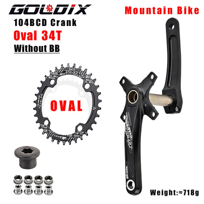 GOLDIX MTB Kurbelgarnitur 104BCD – 10/11/12-fach | BSA BB68 inkl. | 170/175mm | 668g | Aluminum
