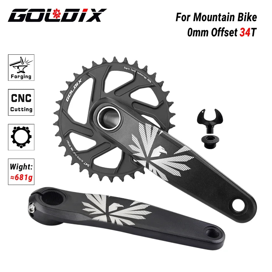 GOLDIX MTB Crankset – 1x | 30/32/34/36/38T | BSA 68/73mm | 170/175mm | GXP incl. Bottom Bracket