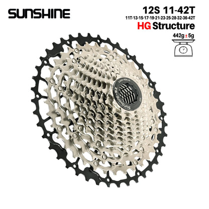 SUNSHINE Ultralight Bicycle Cassette Freewheel Carbon Steel Material 9/10/11/12/13 Speed HG Structure Sprocket for Mountain Bike