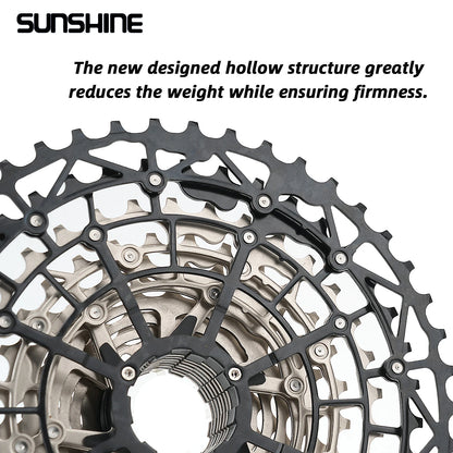SUNSHINE Ultralight Bicycle Cassette Freewheel Carbon Steel Material 9/10/11/12/13 Speed HG Structure Sprocket for Mountain Bike
