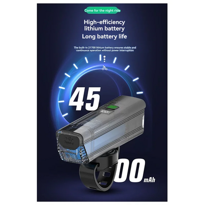 Fahrrad Frontlicht 800 Lumen – USB-C | 4500mAh 21700 Akku | Weitwinkel | MTB & Pendler