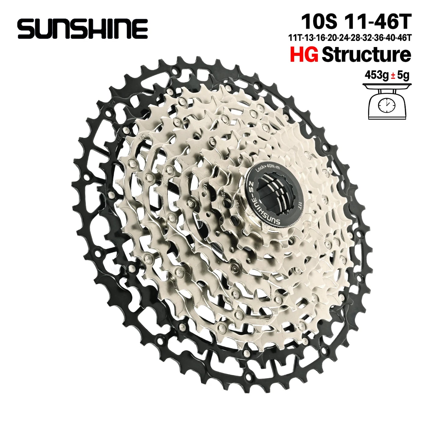 SUNSHINE Ultralight Bicycle Cassette Freewheel Carbon Steel Material 9/10/11/12/13 Speed HG Structure Sprocket for Mountain Bike
