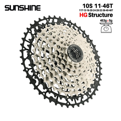 SUNSHINE Ultralight Bicycle Cassette Freewheel Carbon Steel Material 9/10/11/12/13 Speed HG Structure Sprocket for Mountain Bike