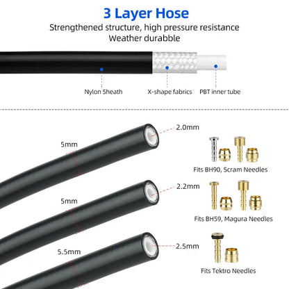 2500mm Bicycle Hydraulic Disc Brake Hose for Shimano BH59 BH90 Sram Magura Tektro 3 Layers Oil Tube Pipe Cycle Brake Replacement