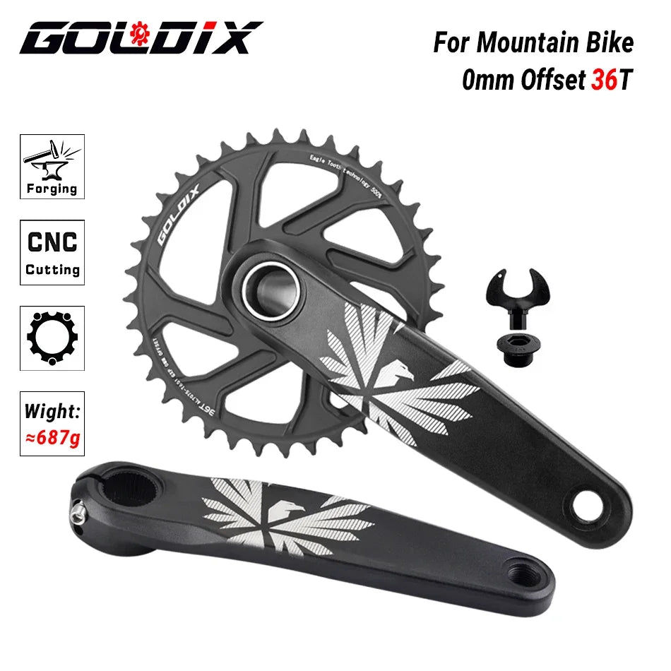 GOLDIX MTB Crankset – 1x | 30/32/34/36/38T | BSA 68/73mm | 170/175mm | GXP incl. Bottom Bracket