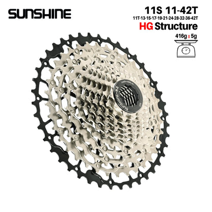 SUNSHINE Ultralight Bicycle Cassette Freewheel Carbon Steel Material 9/10/11/12/13 Speed HG Structure Sprocket for Mountain Bike