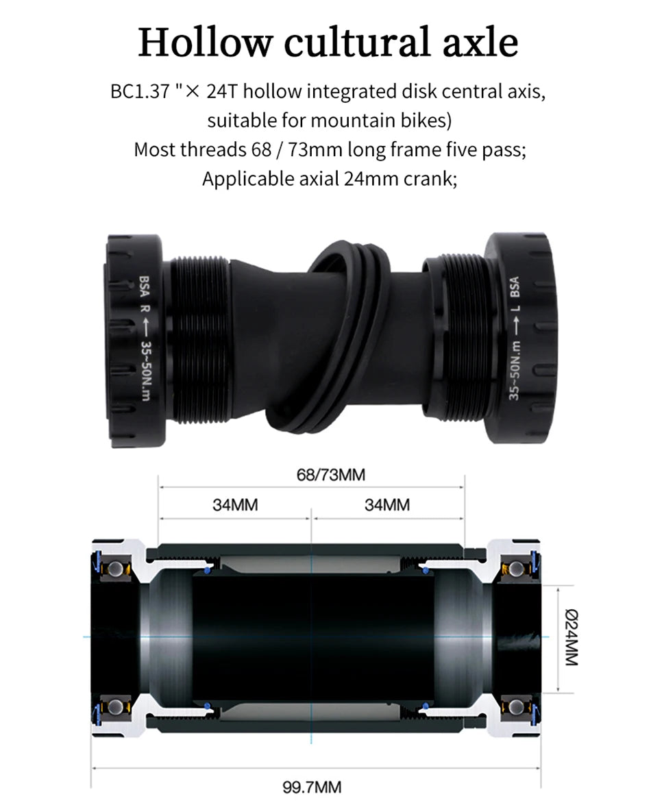 GOLDIX MTB Crankset – 1x | 30/32/34/36/38T | BSA 68/73mm | 170/175mm | GXP incl. Bottom Bracket