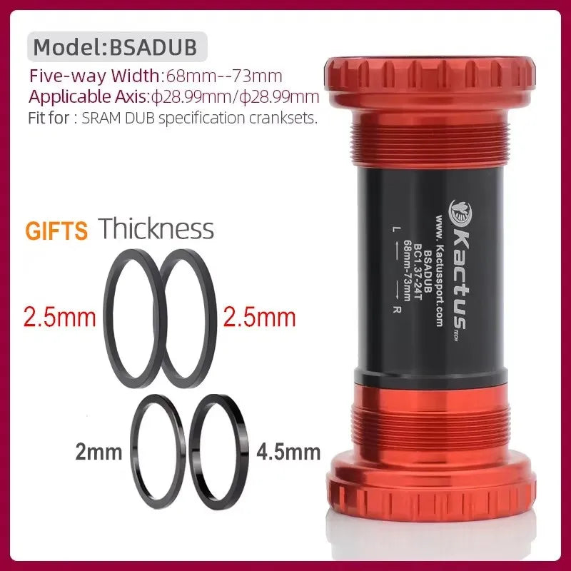 KACTUS Bicycle Bottom Bracket BSA Thread Kit Road MTB Bike Frame 68/73 for Axis 24/22 and 29/30mm for Shimano/SRAM GXP Crankset