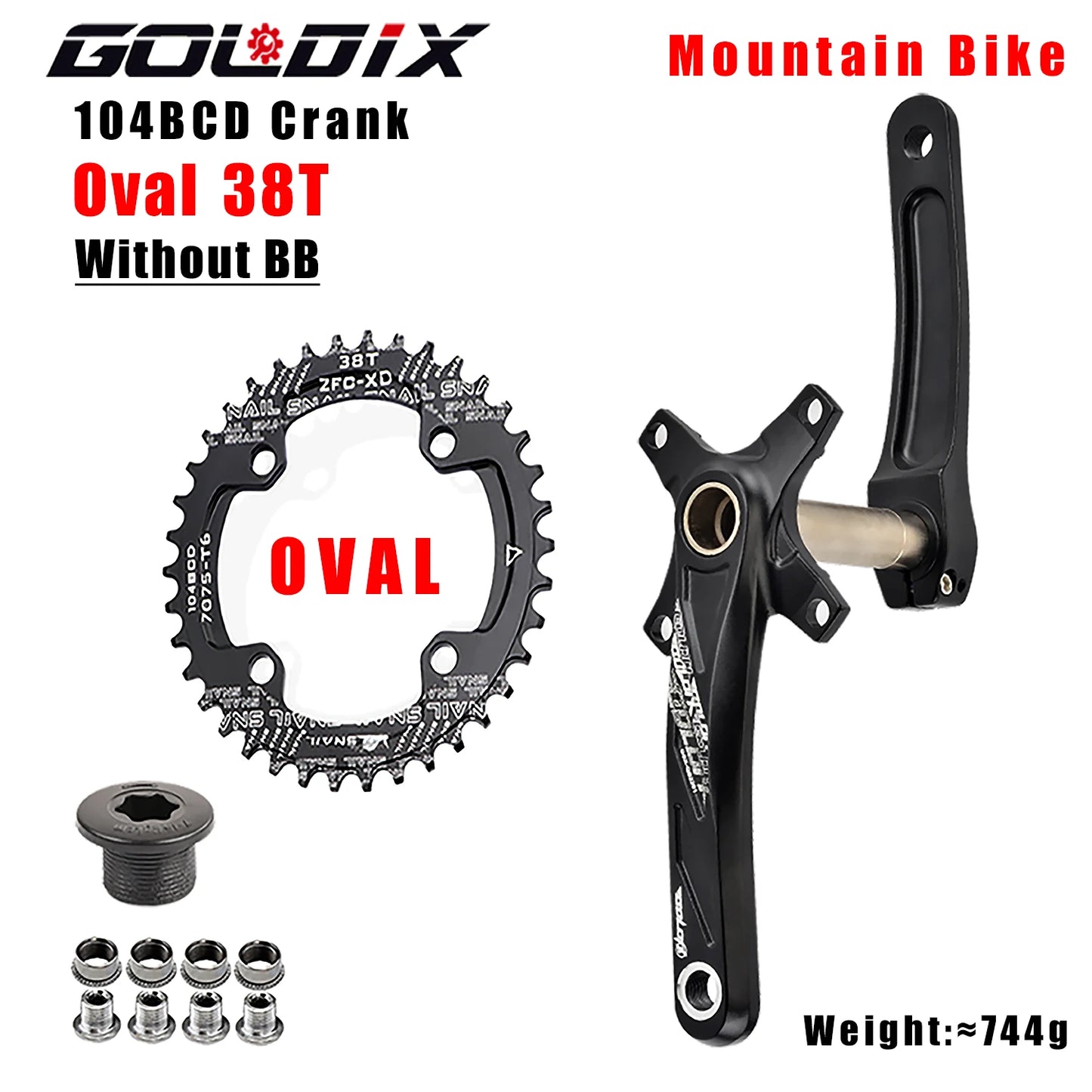 GOLDIX MTB Kurbelgarnitur 104BCD – 10/11/12-fach | BSA BB68 inkl. | 170/175mm | 668g | Aluminum