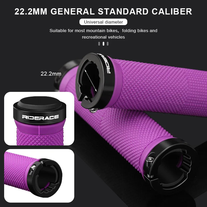 RIDERACE Bicycle Handlebar Grips Lock on MTB Mountain Bike Handle Bar Cover Shockproof Non-Slip Ergonomic Cycling Grips Rubber
