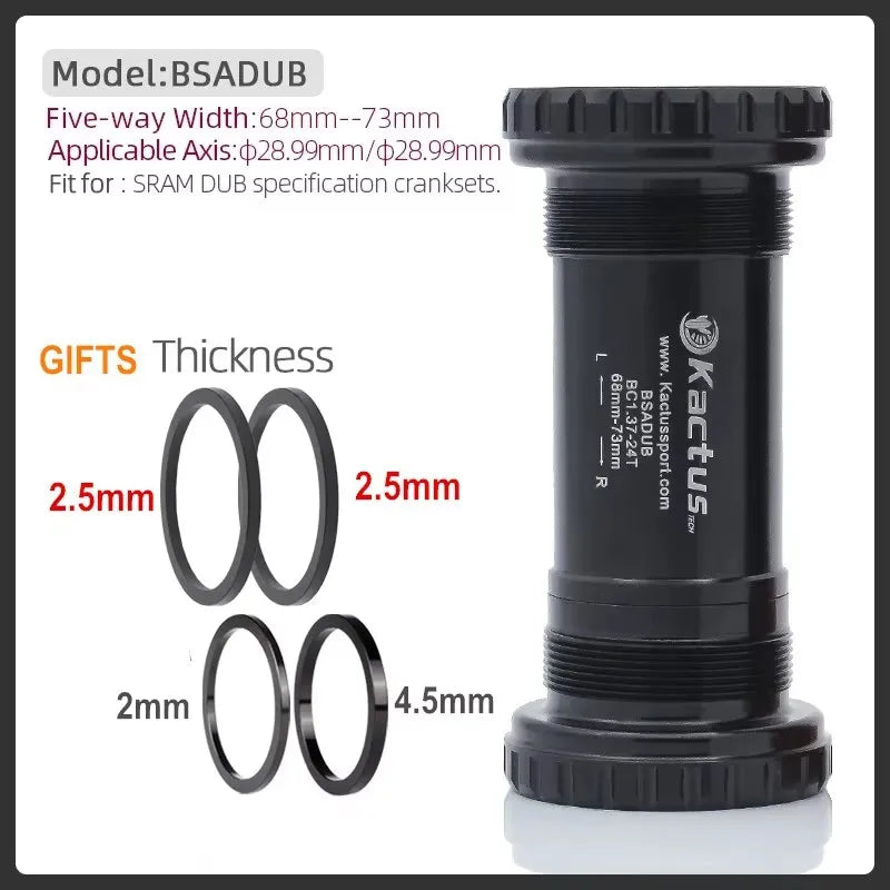 KACTUS Bicycle Bottom Bracket BSA Thread Kit Road MTB Bike Frame 68/73 for Axis 24/22 and 29/30mm for Shimano/SRAM GXP Crankset
