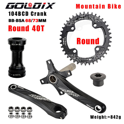 GOLDIX MTB Kurbelgarnitur 104BCD – 10/11/12-fach | BSA BB68 inkl. | 170/175mm | 668g | Aluminum