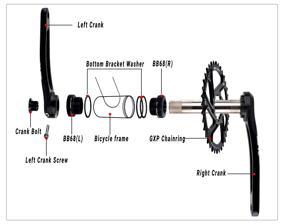 GOLDIX MTB Crankset – 1x | 30/32/34/36/38T | BSA 68/73mm | 170/175mm | GXP incl. Bottom Bracket