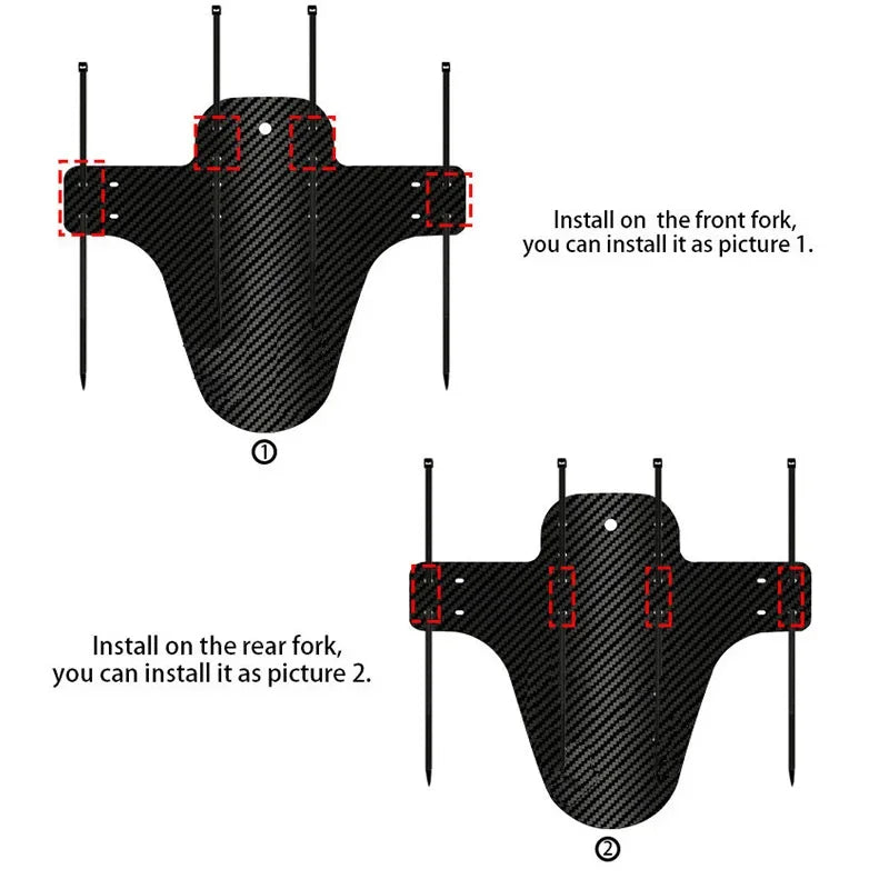MTB Carbon Mud Guard Set – Universelles Schutzblech für Vorder- & Hintergabel | Inkl. 5 Kabelbinder