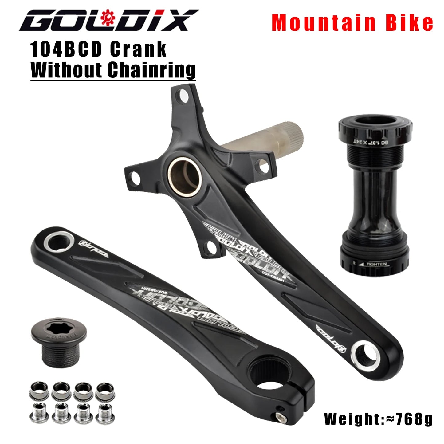 GOLDIX MTB Kurbelgarnitur 104BCD – 10/11/12-fach | BSA BB68 inkl. | 170/175mm | 668g | Aluminum