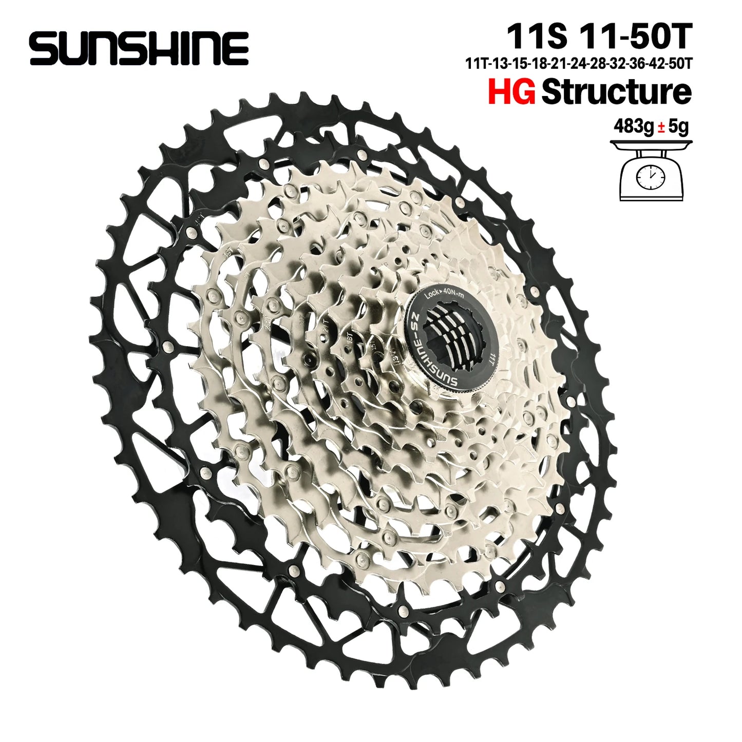 SUNSHINE Ultralight Bicycle Cassette Freewheel Carbon Steel Material 9/10/11/12/13 Speed HG Structure Sprocket for Mountain Bike