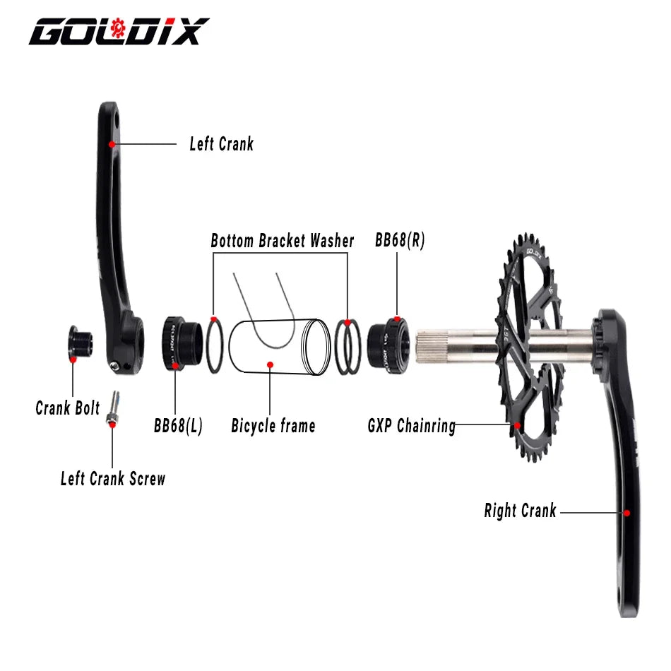 GOLDIX MTB Crankset – 1x | 30/32/34/36/38T | BSA 68/73mm | 170/175mm | GXP incl. Bottom Bracket