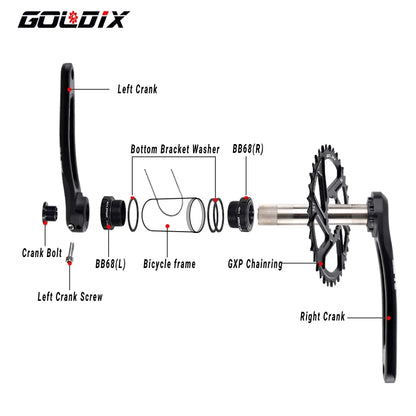 GOLDIX MTB Crankset – 1x | 30/32/34/36/38T | BSA 68/73mm | 170/175mm | GXP incl. Bottom Bracket