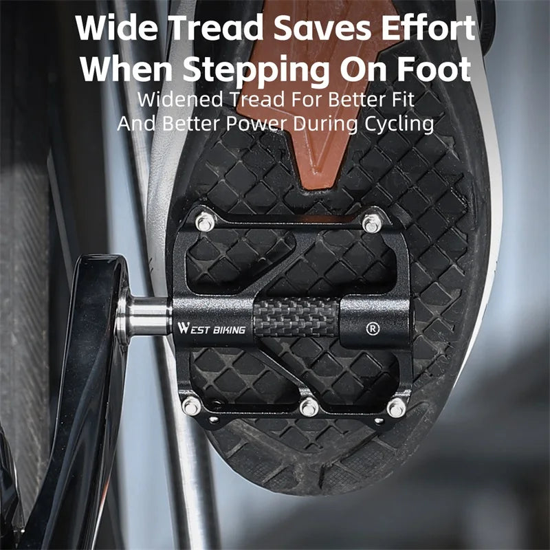 WEST BIKING Carbon Fiber Pedal Road Bicycle Pedal 3 Bearing Titanium Alloy Axle Pedal MTB Bicycle Pedal Bicycle Accessories