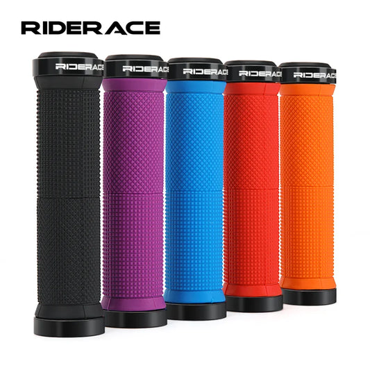 RIDERACE Bicycle Handlebar Grips Lock on MTB Mountain Bike Handle Bar Cover Shockproof Non-Slip Ergonomic Cycling Grips Rubber