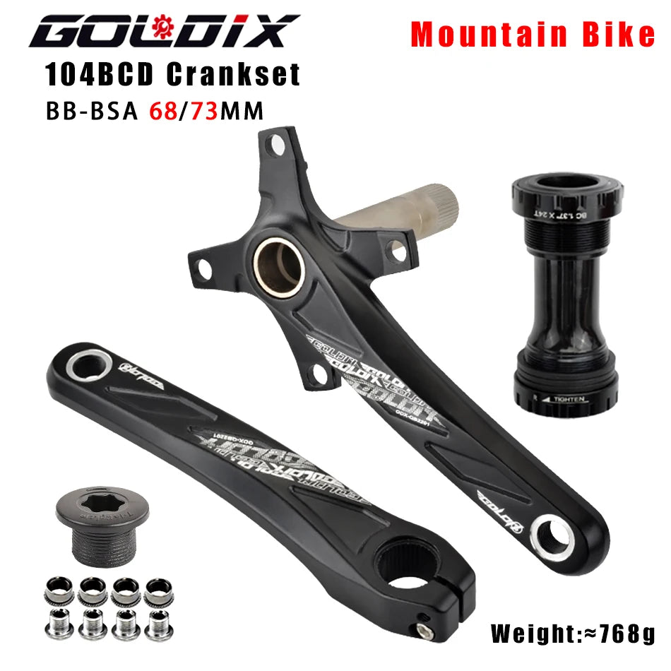 GOLDIX 104BCD MTB Crankset 32T/34T/36T/38T Narrow Wide