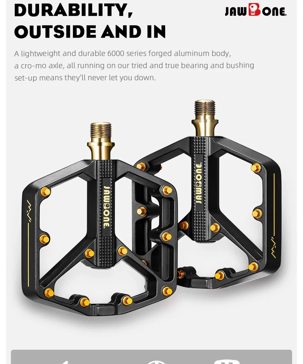 `JAWBONE MTB Flat Pedal | Aluminum 125x104mm CrMo Axle – Trail & Enduro`