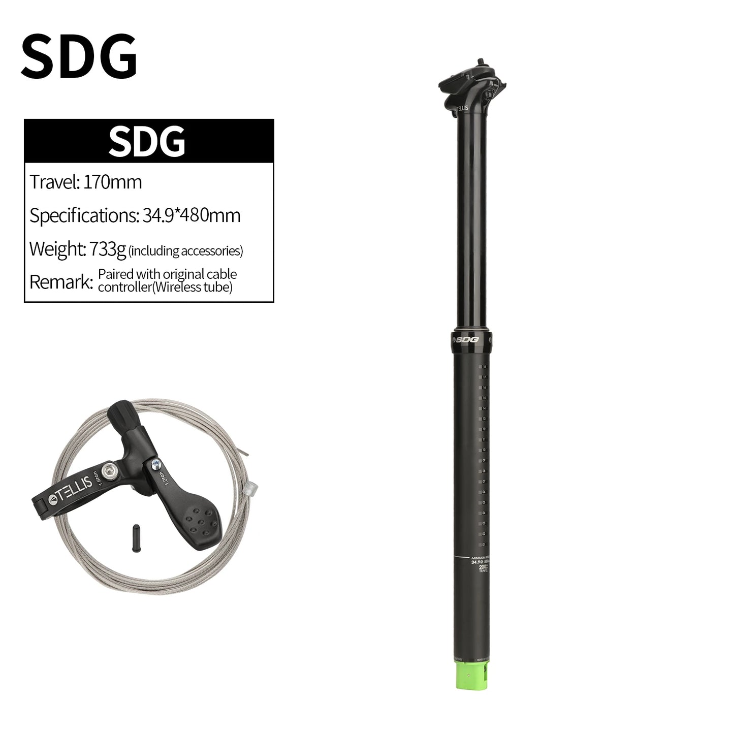 ONE Dropper Seatpost – 34.9mm | 481mm | 788g | Interne Zugführung | Trail & Enduro