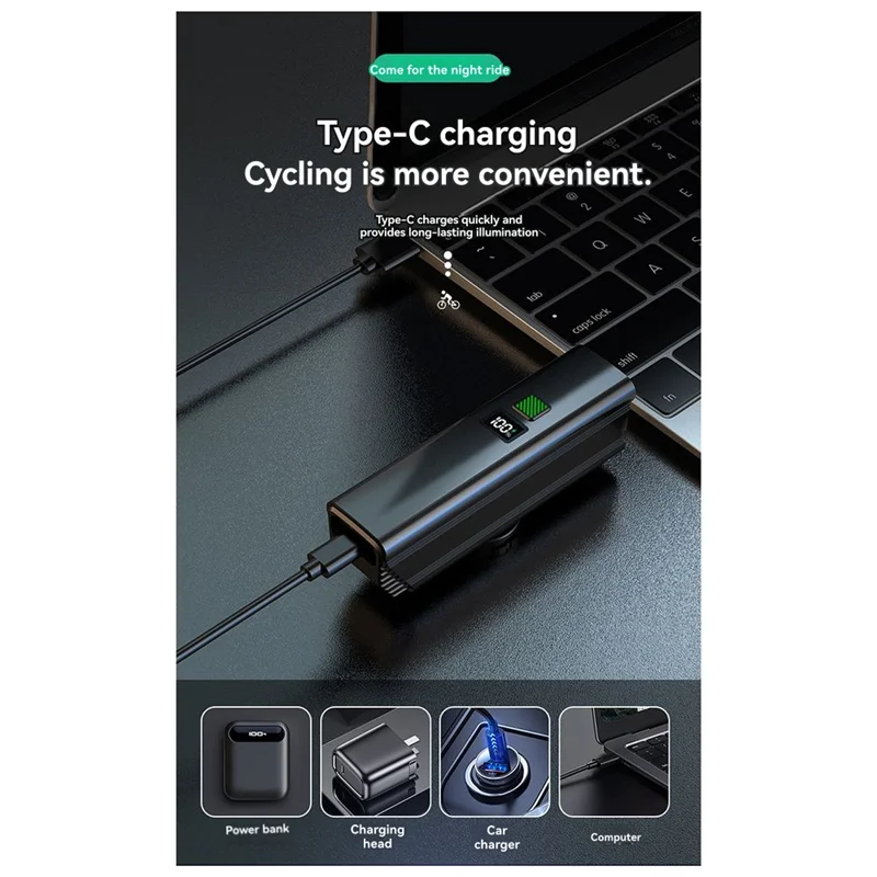 Fahrrad Frontlicht 800 Lumen – USB-C | 4500mAh 21700 Akku | Weitwinkel | MTB & Pendler