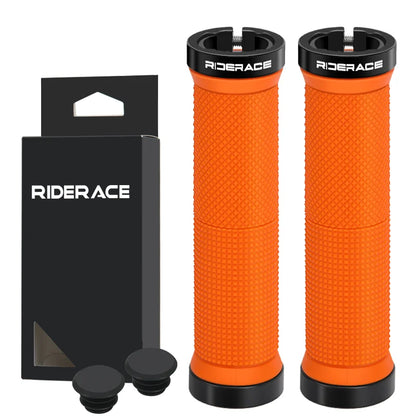 RIDERACE Bicycle Handlebar Grips Lock on MTB Mountain Bike Handle Bar Cover Shockproof Non-Slip Ergonomic Cycling Grips Rubber