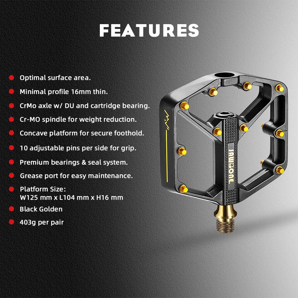 `JAWBONE MTB Flat Pedal | Aluminum 125x104mm CrMo Axle – Trail & Enduro`