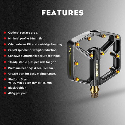 `JAWBONE MTB Flat Pedal | Aluminum 125x104mm CrMo Axle – Trail & Enduro`