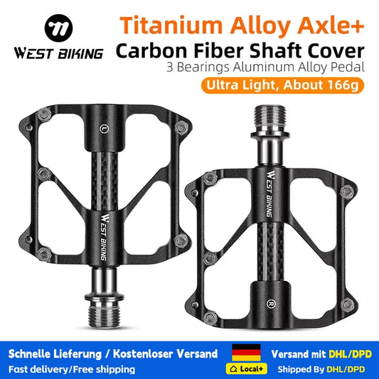 WEST BIKING Carbon Fiber Pedal Road Bicycle Pedal 3 Bearing Titanium Alloy Axle Pedal MTB Bicycle Pedal Bicycle Accessories