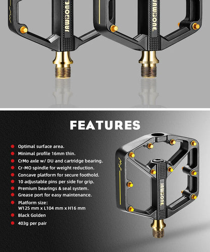 `JAWBONE MTB Flat Pedal | Aluminum 125x104mm CrMo Axle – Trail & Enduro`