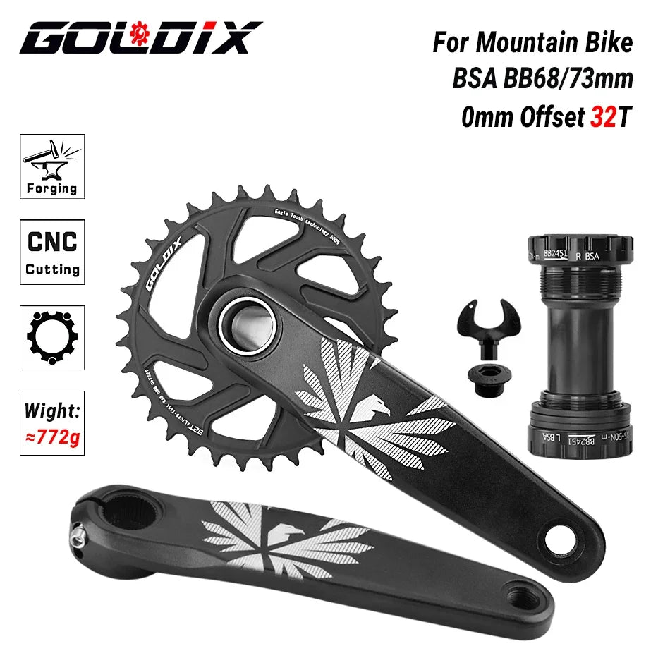 GOLDIX MTB Crankset – 1x | 30/32/34/36/38T | BSA 68/73mm | 170/175mm | GXP incl. Bottom Bracket