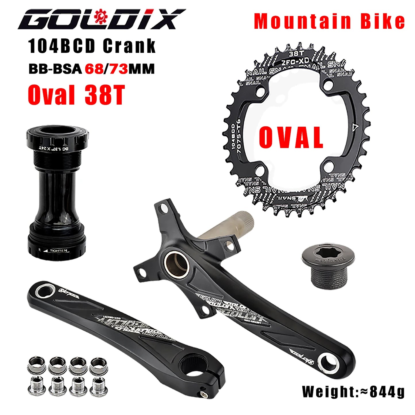GOLDIX MTB Kurbelgarnitur 104BCD – 10/11/12-fach | BSA BB68 inkl. | 170/175mm | 668g | Aluminum